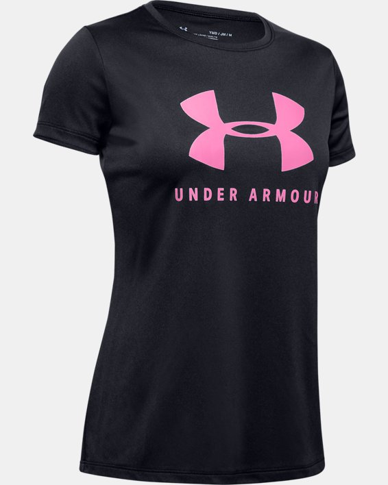 Meisjesshirt UA Tech™ Big Logo met korte mouwen, Black, pdpMainDesktop image number 0